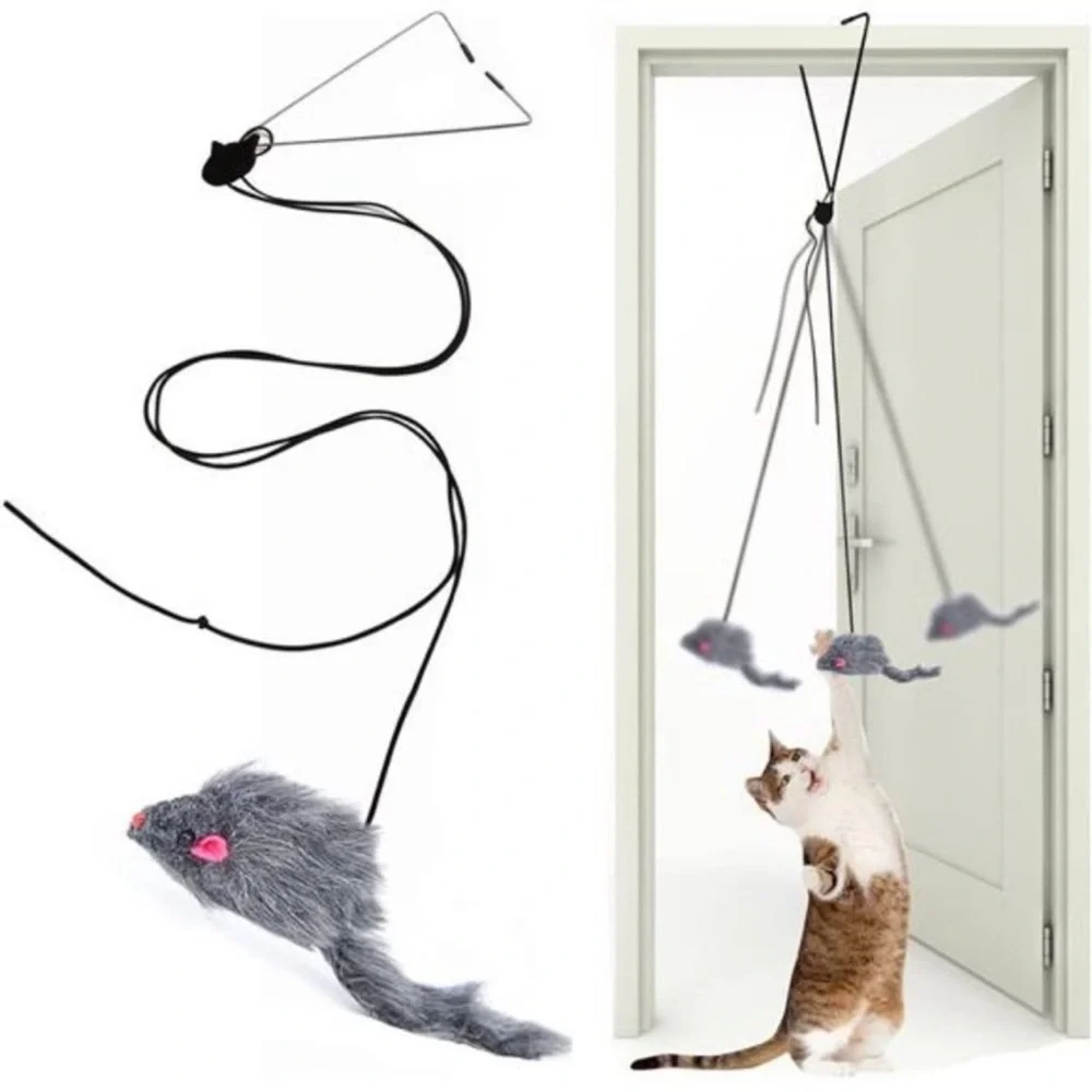 Interactive Cat Feather Toys,Retractable Cat Teaser Toy Hanging Interactive Toy